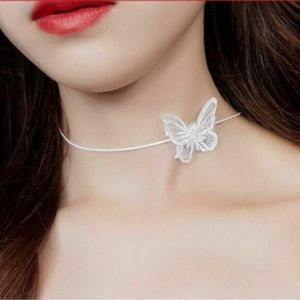 Dainty White Lace Butterfly Necklace Choker